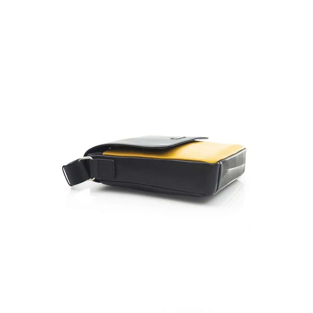 Black and yellow electronic device on a white background