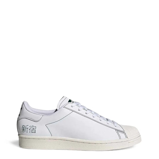 White sneaker with text on a white background