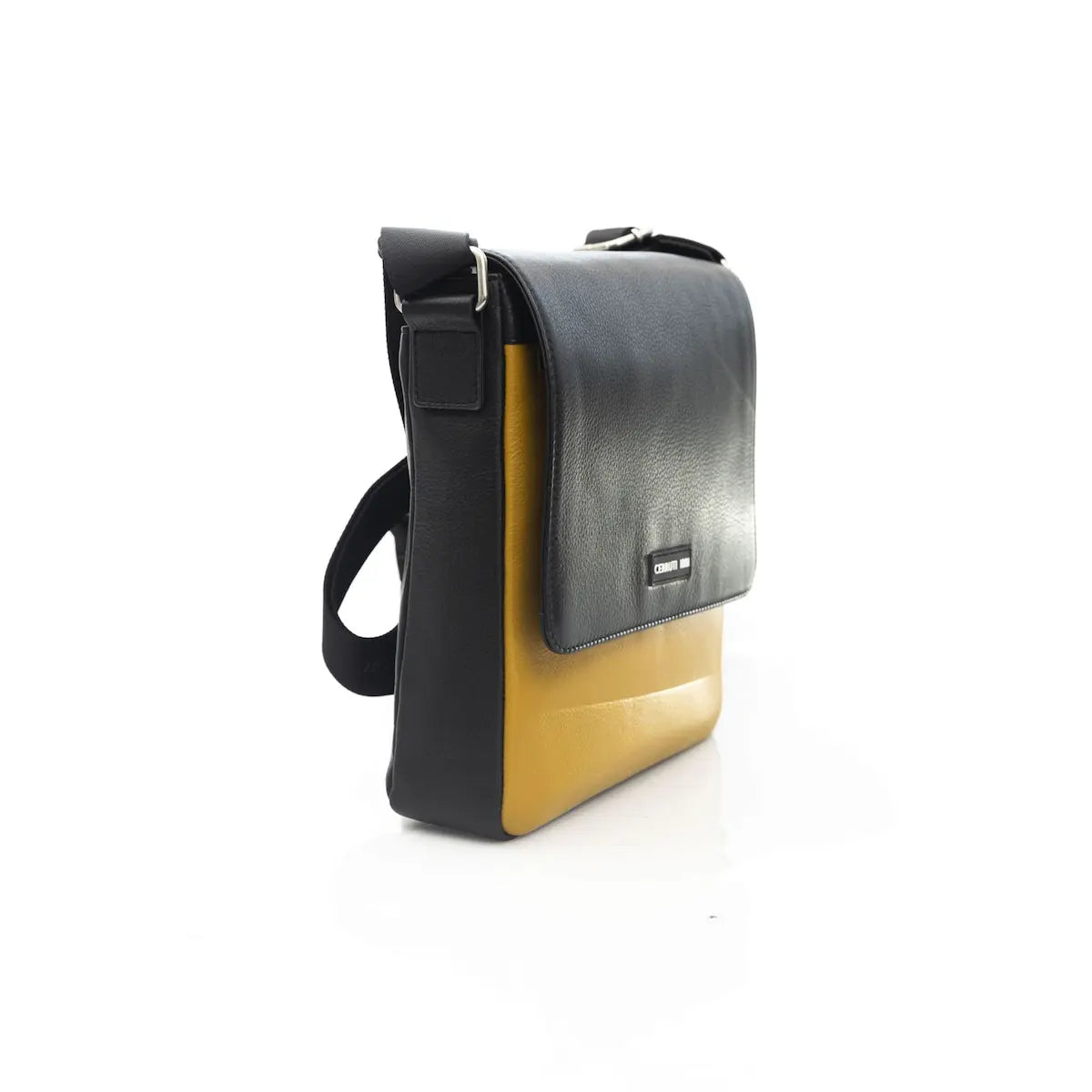 Two-toned black and yellow bag on a white background